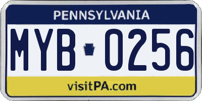 PA license plate MYB0256