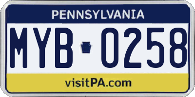 PA license plate MYB0258