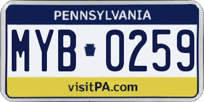 PA license plate MYB0259