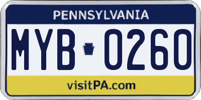 PA license plate MYB0260