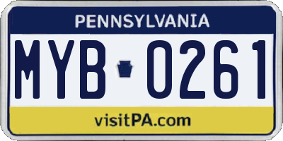 PA license plate MYB0261