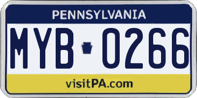 PA license plate MYB0266