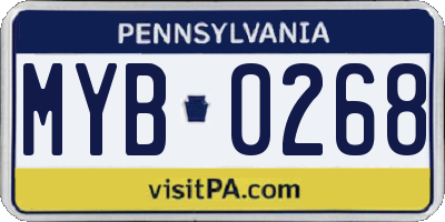 PA license plate MYB0268