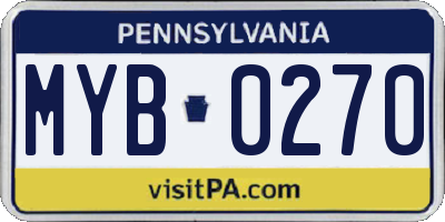 PA license plate MYB0270