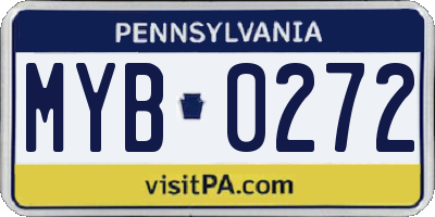 PA license plate MYB0272