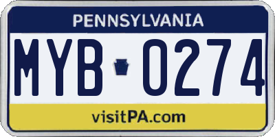 PA license plate MYB0274