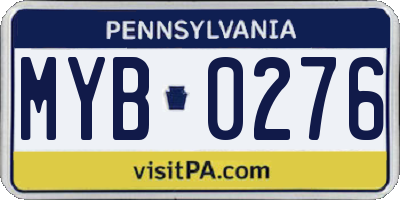 PA license plate MYB0276