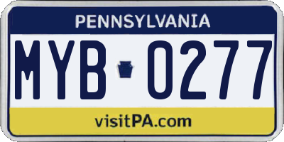 PA license plate MYB0277