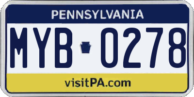 PA license plate MYB0278