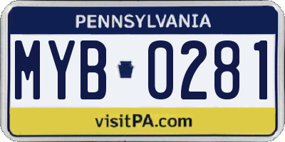 PA license plate MYB0281