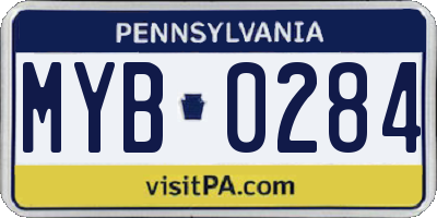 PA license plate MYB0284