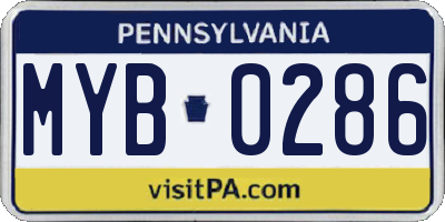 PA license plate MYB0286