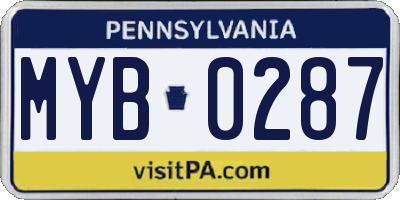 PA license plate MYB0287