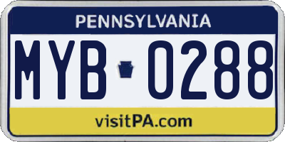 PA license plate MYB0288