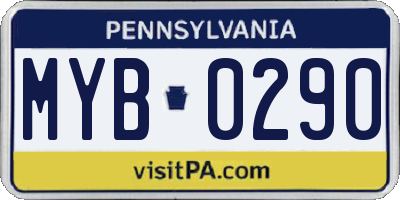 PA license plate MYB0290