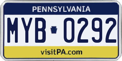 PA license plate MYB0292