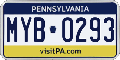 PA license plate MYB0293