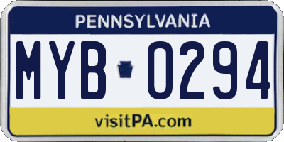 PA license plate MYB0294