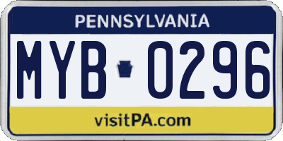 PA license plate MYB0296