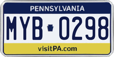 PA license plate MYB0298