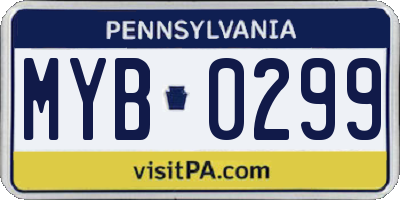 PA license plate MYB0299