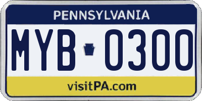 PA license plate MYB0300