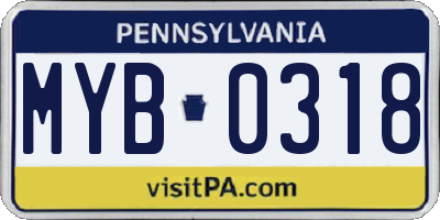 PA license plate MYB0318