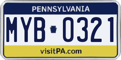 PA license plate MYB0321