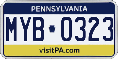 PA license plate MYB0323