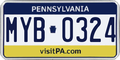 PA license plate MYB0324