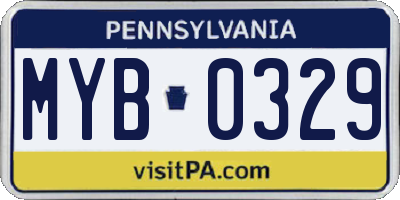 PA license plate MYB0329