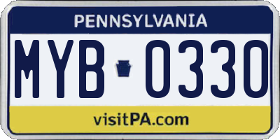 PA license plate MYB0330
