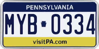 PA license plate MYB0334