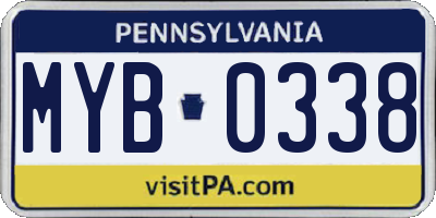 PA license plate MYB0338