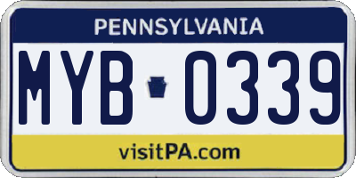 PA license plate MYB0339