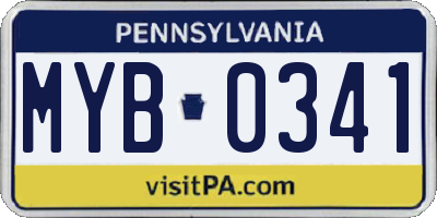 PA license plate MYB0341