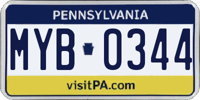 PA license plate MYB0344