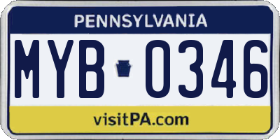 PA license plate MYB0346