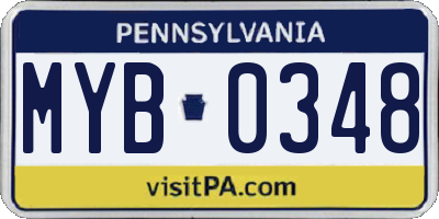 PA license plate MYB0348