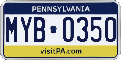 PA license plate MYB0350