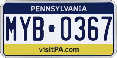 PA license plate MYB0367