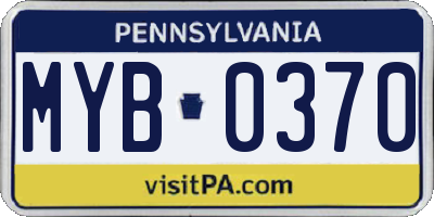 PA license plate MYB0370