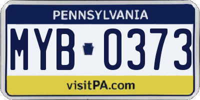 PA license plate MYB0373