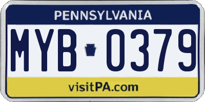 PA license plate MYB0379