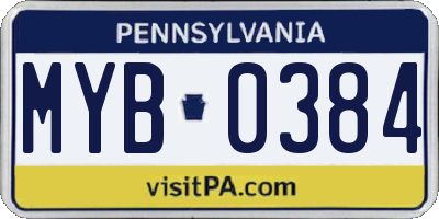 PA license plate MYB0384