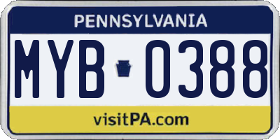 PA license plate MYB0388