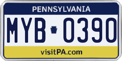 PA license plate MYB0390