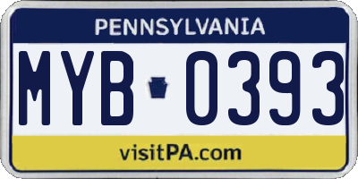 PA license plate MYB0393