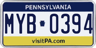 PA license plate MYB0394