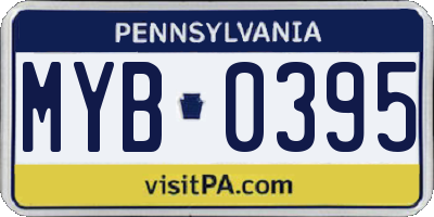 PA license plate MYB0395